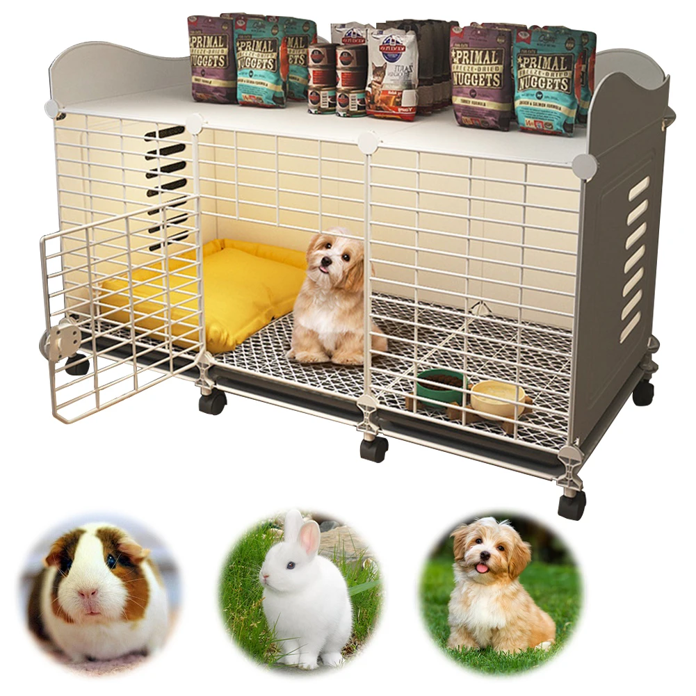 

Dog Crate End Table with Wheels & Tray Dog Kennel Dog Cage Crate Wired Cage Crate Dog Kennels for Small/Medium/Large Dog