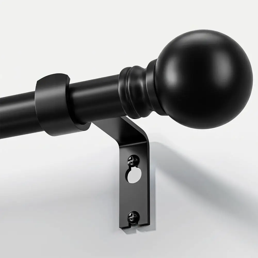 Black Curtain Rods 72 to 144 Inch 1 Diameter Heavy Duty Metal Adjustable Extra Long Blackout Window Treatment Rods with Decorati