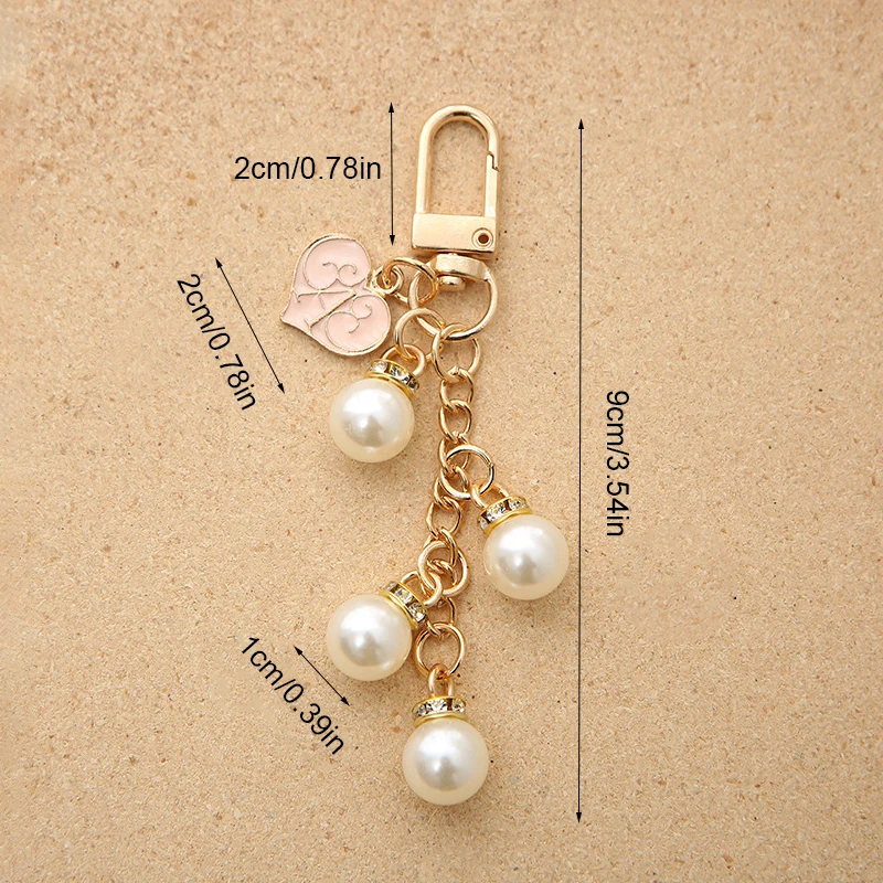 Fashion Faux Pearl Tassel Key Chain Heart Letter Pendant For Women Bag Ornament Exquisite Headphone Case Charm Jewelry Gift