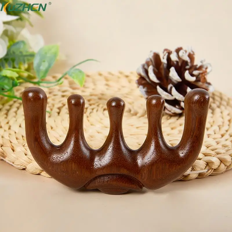

1Pcs Meridian Massage Comb Five-Tooth Handleless Wooden Point Acupuncture Head Comb Wide-Tooth Comb Massage Head