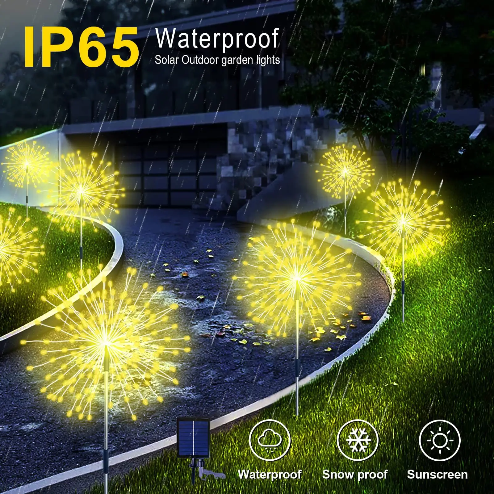 

LED Lawn Dandelion One Drag Five Solar Fireworks Outdoor 65 Grade Waterproof Courtyard Decoration Atmosphere Light String