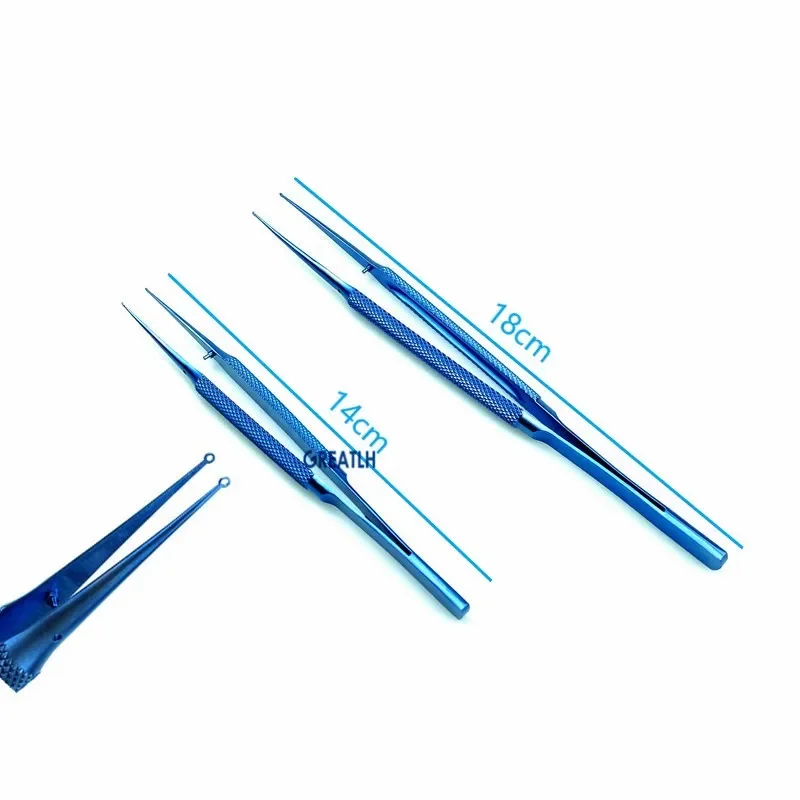 

Титановые кольцевые щипцы 18 см 14 см Micro Fine 1,0 мм, весь кольцевой наконечник, офтальмологический инструмент для глаз