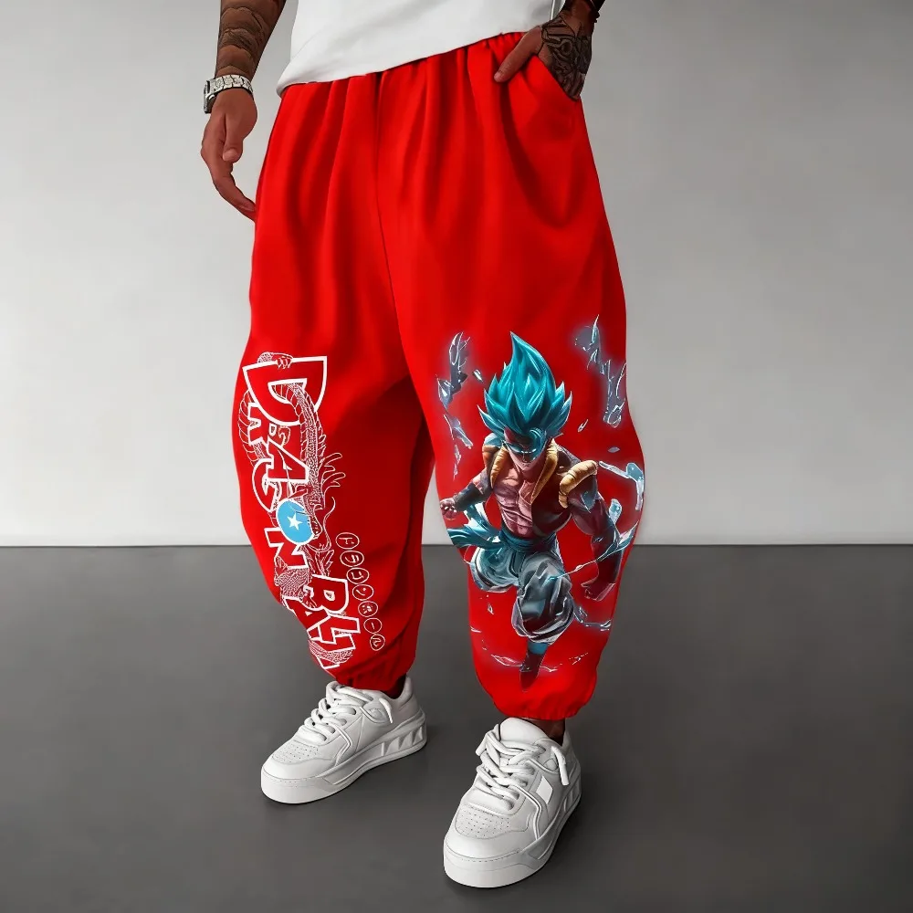 لعبة دراغون بول أنيمي Gogeta الأزرق المطبوعة السراويل الرياضية 2025 الخريف/الشتاء الرجال جديد فضفاض عادية الأمريكية Ins حجم كبير سراويل قطنية #4