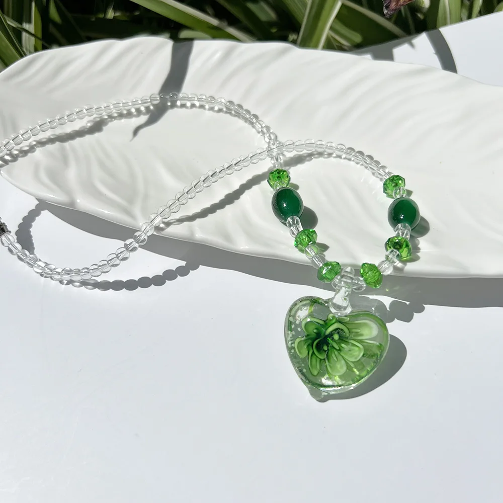 

8 шт., подвеска в стиле ретро в этническом стиле, красочные хрустальные бусины, короткое стеклянное ожерелье с цветком, ожерелье на ключице, цепочка для свитера