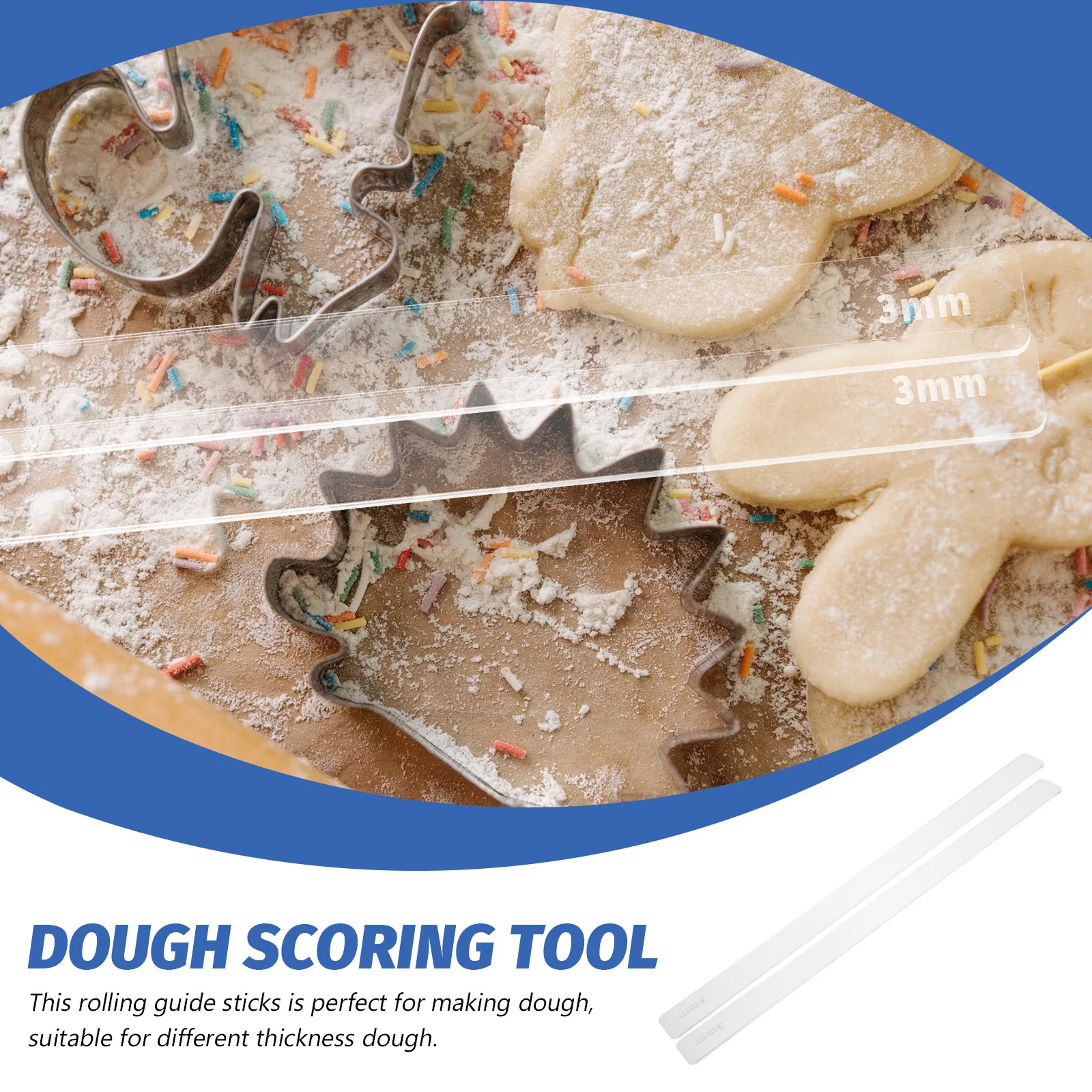 

2Pcs Acrylic Dough Thickness Rulers Rolling Pin Guide Sticks for Cookie Baking Baking Tools Easy Dough Leveling Kitchen Use