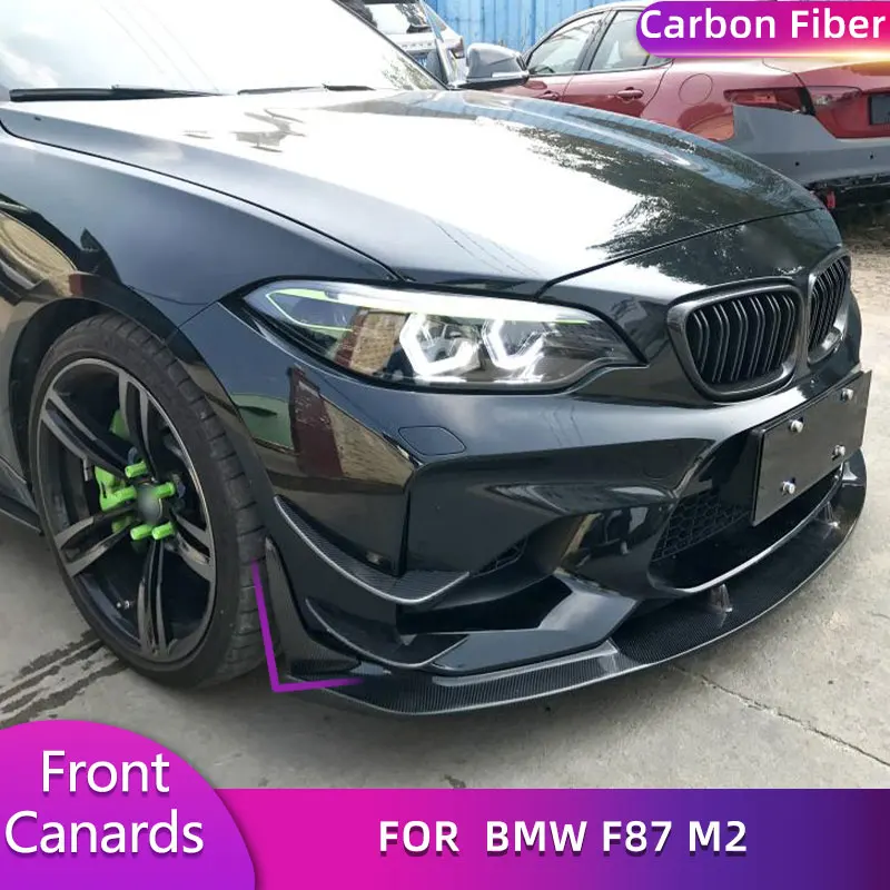 Carbon Fiber Front Bumper Canards for BMW F87 M2 Coupe 2016-2018 Not for M2C Car Racing Front Side Splitters Cupwings Body Kits