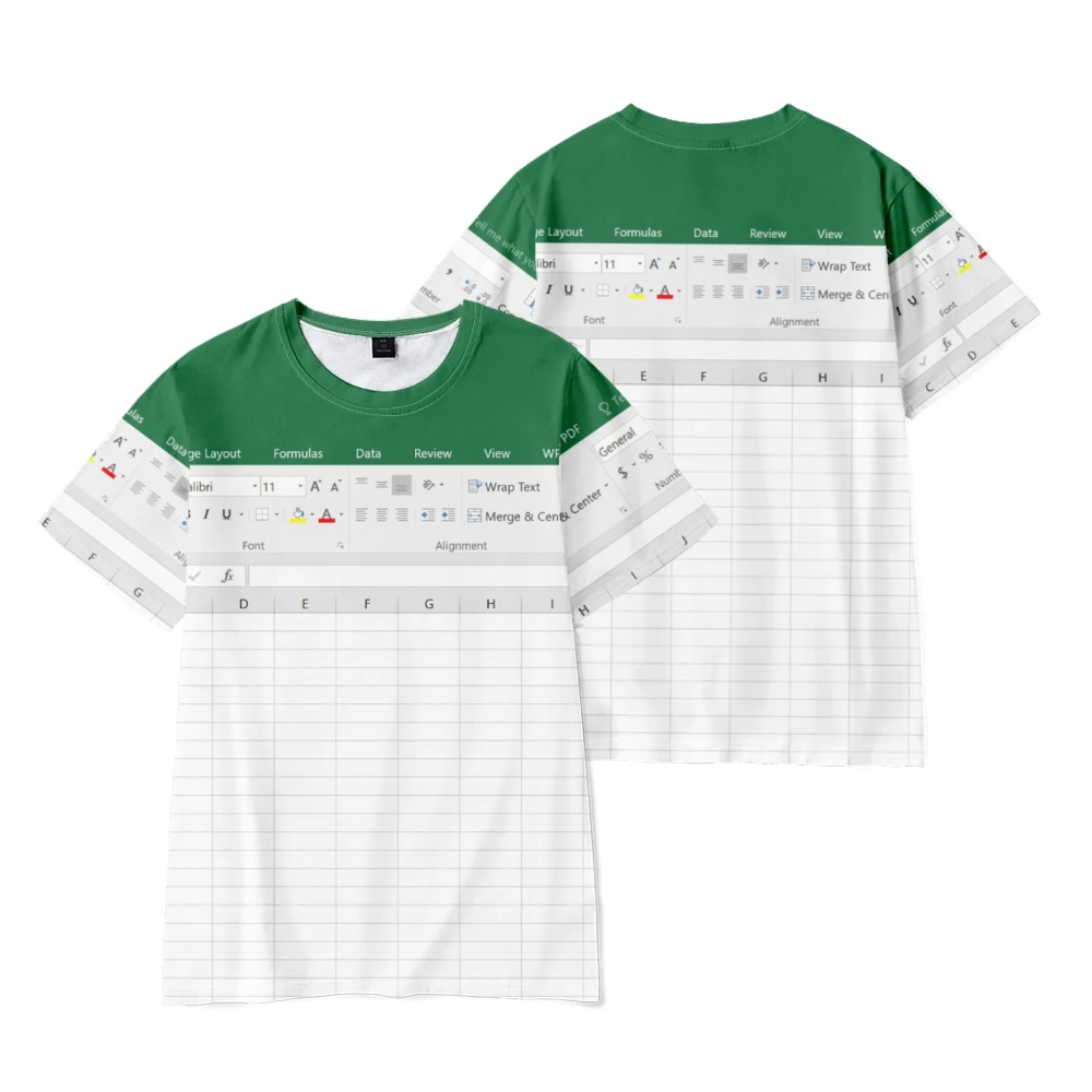 

Casual Excel T-shirt For Men And Women Spreadsheet Software Design Printed Tops Tees Y2K Hombre Fashion Creative Shirt Clothing