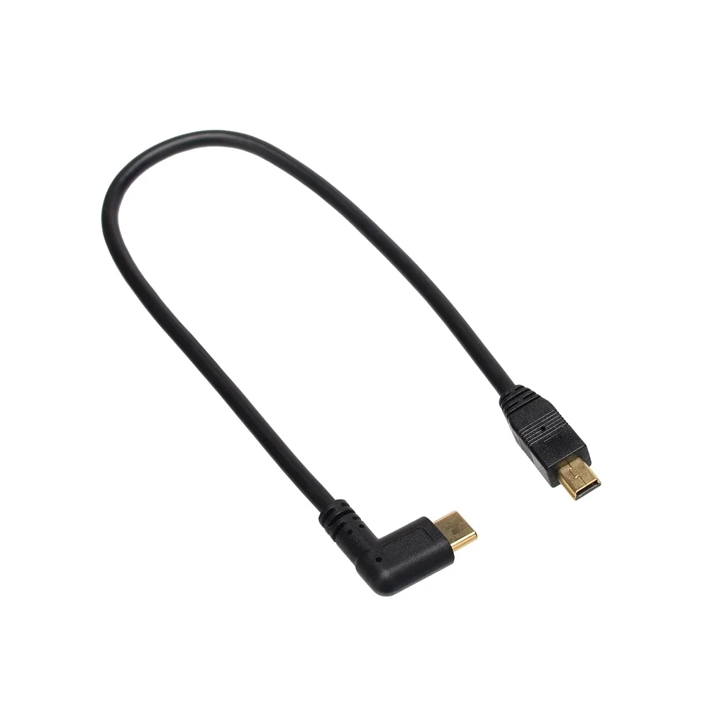 كابل USB صغير ومايكرو USB 5 دبوس ذكر إلى ذكر USB 3.1 نوع C بزاوية OTG كابل بيانات محول كابل شحن طول 25 سنتيمتر
