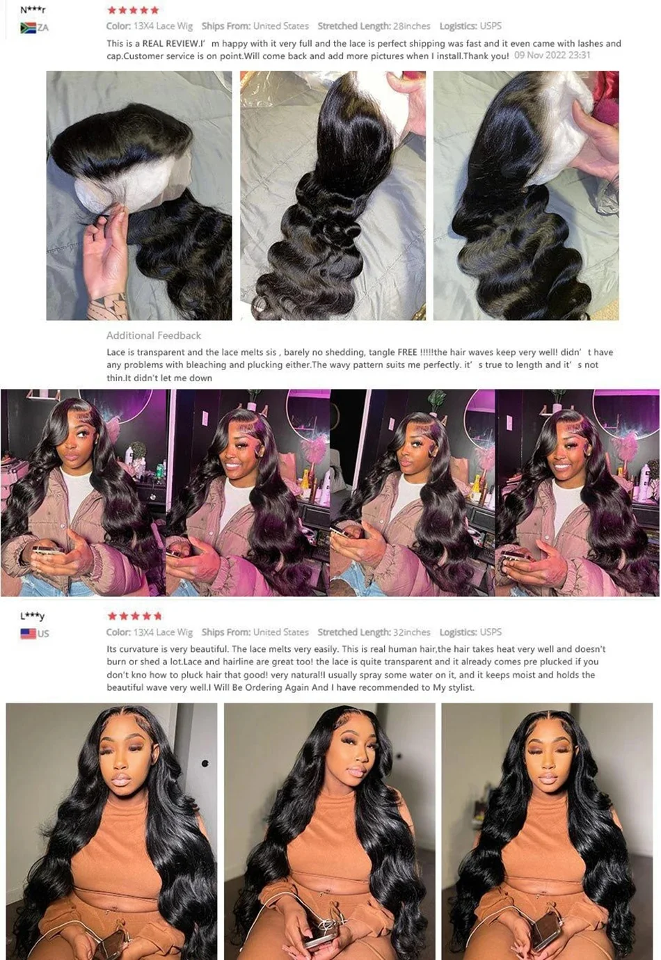 13x6 13x4 Body Wave Human Hair Front Wig 40 Inch HD Transparent Lace