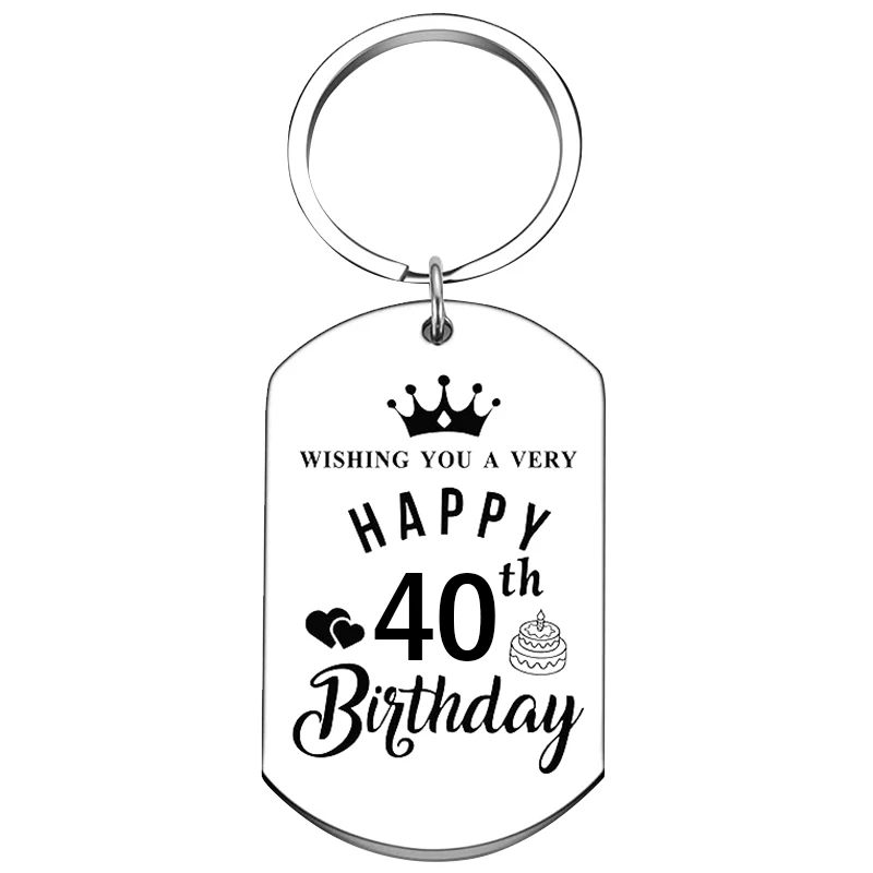 Best friend Happy 40th Birthday Gifts Key chian for Boys Girls Men Women Him Her 40 years old Birthday keychains keyrings