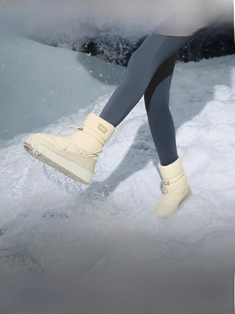 

Banana Leaf Women's Snow Boots Mid-Calf Mountain Climbing Outdoor Shoes Thick Bottom Water-Resistant White Large Head Cotton-...