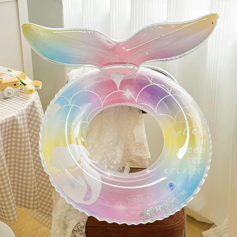 Star Inflatable Swim Ring Transparent Glitter Loop Underarm Inflatable Swim Tube Mermaid With Handle Swim Float Water Sports