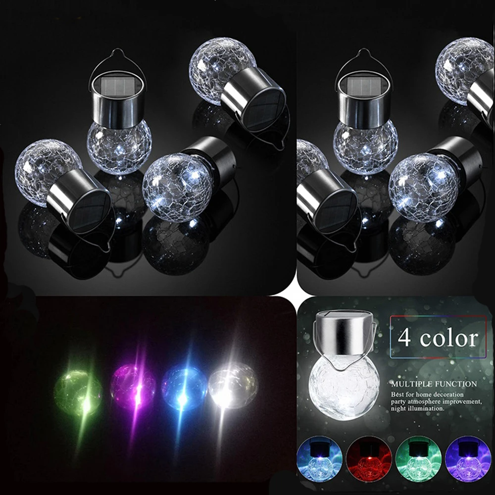 

Solar Outdoor Lights Hanging Waterproof Lantern Cracked Glass Ball Lights Garden Outdoor Yard Tree Umbrella Holiday Decoration