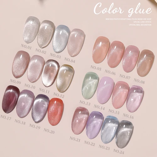 Imagen 2 del producto Vendeeni, 24 colores, Gel de ojo de gato transparente, esmalte de uñas, cristal de gelatina, barniz de Gel UV para remojo, laca de Gel para decoración de uñas magnética, 15ml