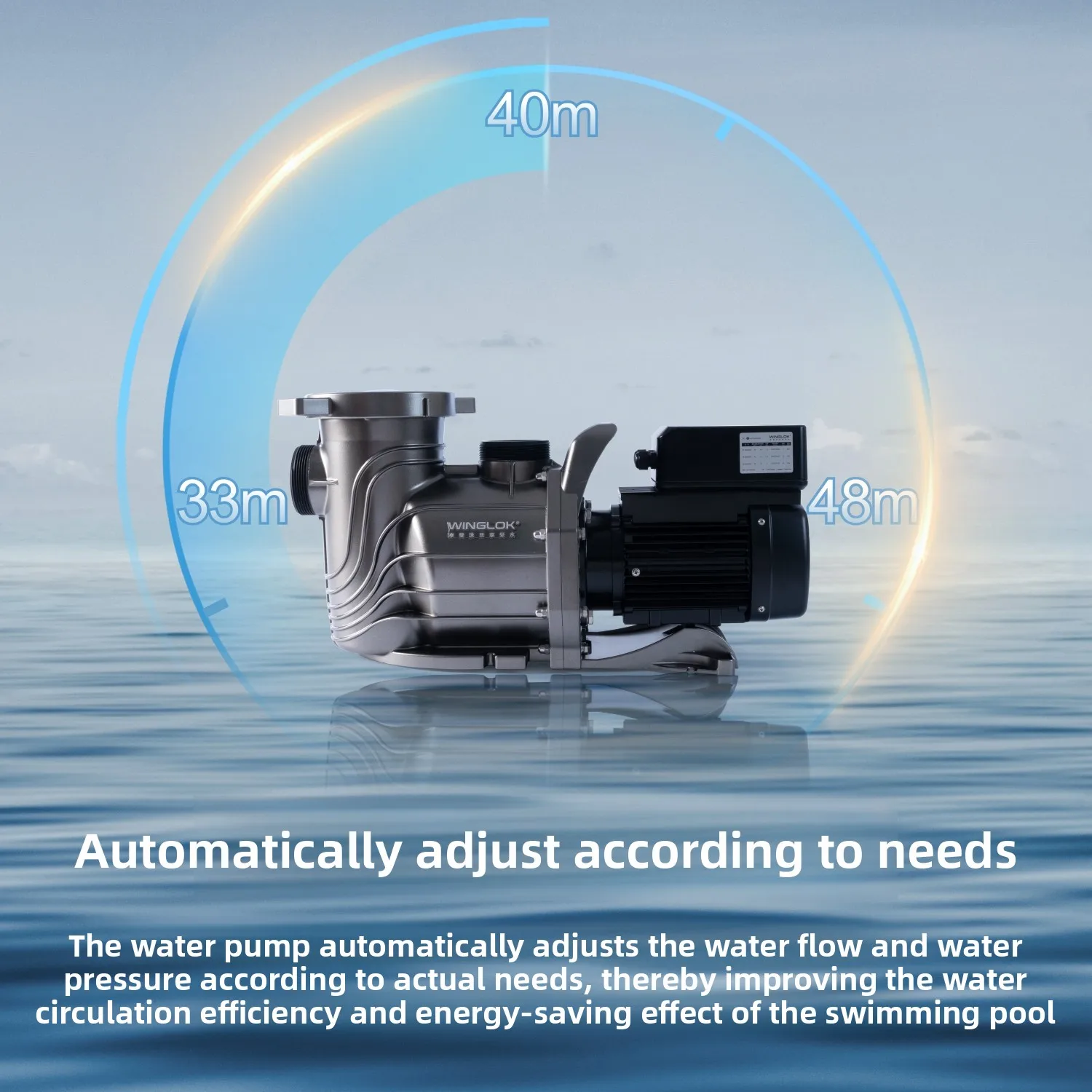 High Pressure Adjustable Flow Inverter Pool Pump 1H·P High Efficiency Plug-powered for Outdoor Hotel Pools