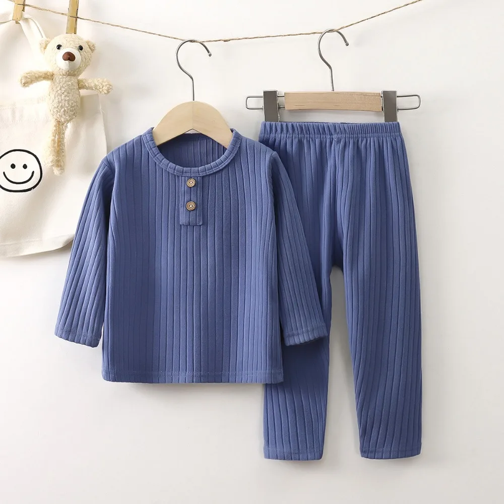 Kids Thermal Underwear Set Boys Autumn Long Johns Top Pants Baby Toddler Warm Fleece Homewear Loungewear Korean Style - view 3