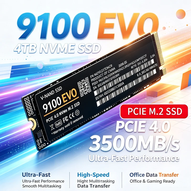 SSD NVMe M.2 2280 9100 EVO, 3500mb/s PCIe4.0 X4 TLC 3D NAND, 500GB/1TB/2TB/4TB, Unidade Interna para Jogos para PS5, Desktop, Laptop e PC