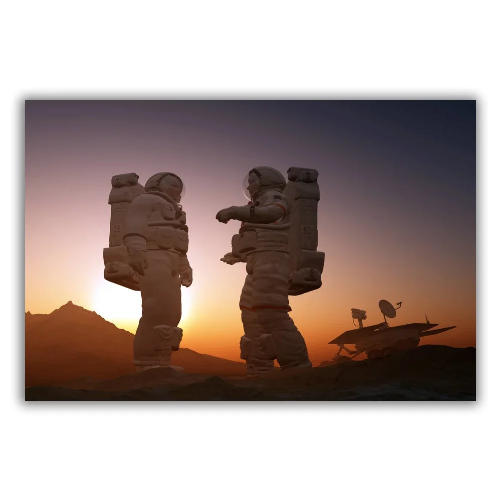 HT113 Spectacular Universe Earth And Moon Space Station Astronaut Silk Fabric Poster Art Decor Indoor Painting Gift