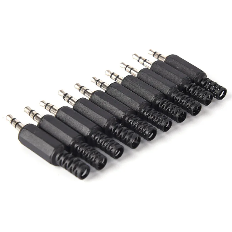 5Pcs Black 3.5mm Stereo Headset Plug 3.5 Audio Plug Jack Adapter Connector