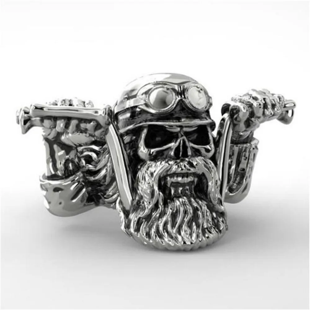 New Simple Retro Men's Bullying Mixed Creative Biker Skull Ring Personalized Street Niche Party Pop Gift JewelryRingsAccessories