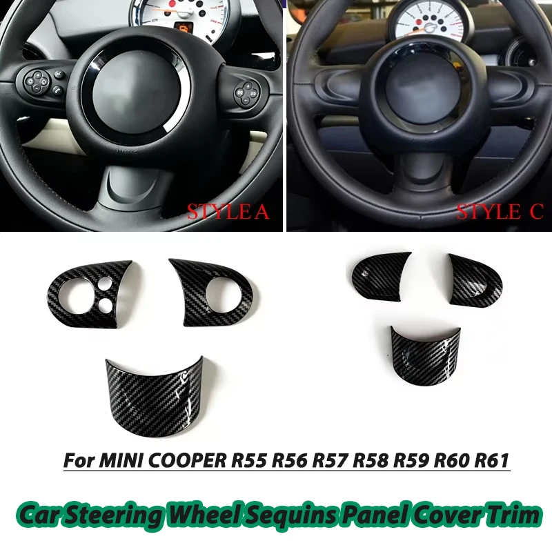 ABS Carbon Fibre Car Steering Wheel Panel button Sticker Cover Sticker For MINI COOPER R55 R56 R57 R58 R59 R60 R61