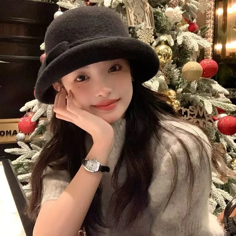 

Осень-зима, легкая роскошная шерстяная кепка-ведро в французском стиле для женщин, классическая шляпа-котел в стиле Хепберн, элегантные стильные береты