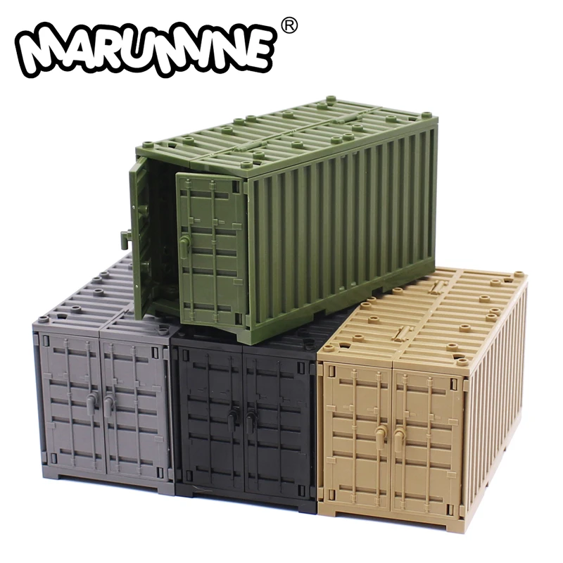 

Marumine MOC Military Container Weapon Boxes Bricks Accessories Army Scene WW2 Build Block Parts Shipping Transport Case SWAT