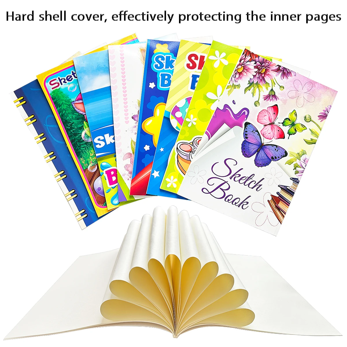 Super Exquisite Children's Sketchbook,Including Flower And Butterfly Covers,Easy To Color Thick Paper Escorts Painting Dreams