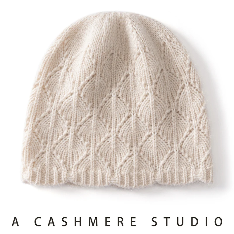Cold-Proof 100% Cashmere Knitted Hat New Style Unisex Autumn Winter Wool Hat Ear Protection Warm Thick Versatile Head Wrap