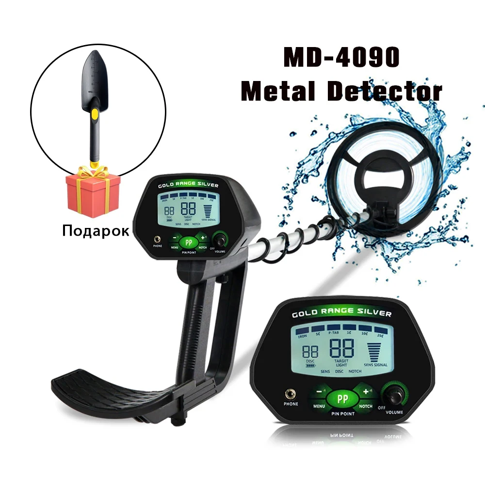 Professional Underground Gold Detector, Metal Finder, Waterproof Search Coil, Treasure Seeker, High Accuracy, MD-4090