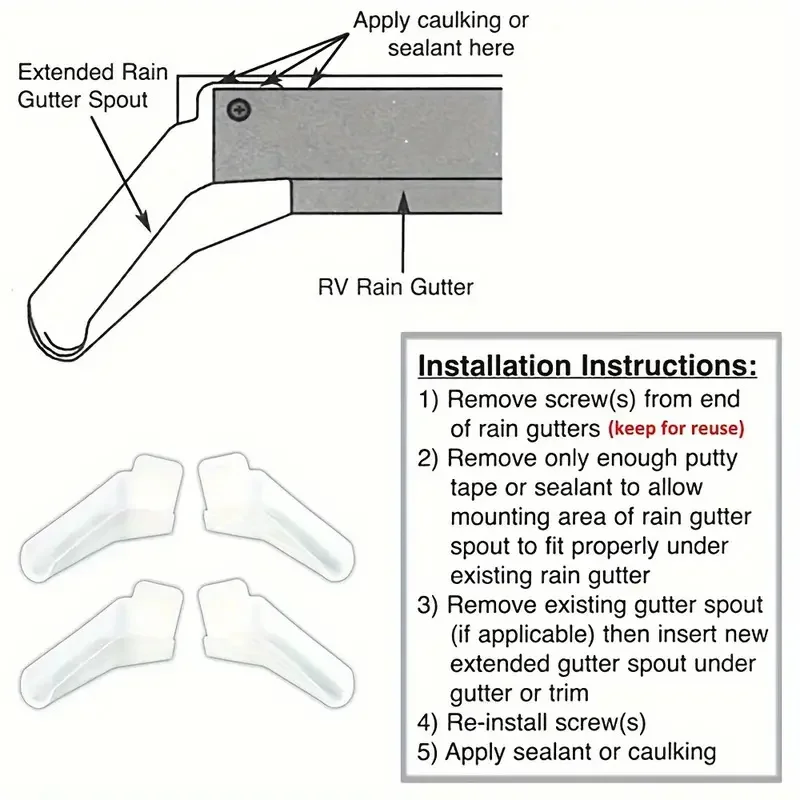 Rv Gutter Spout Long Version Rv Rain Gutter Spouts With Extensions Rv Gutter Extenders Left And Right Side For Directs Rainwater