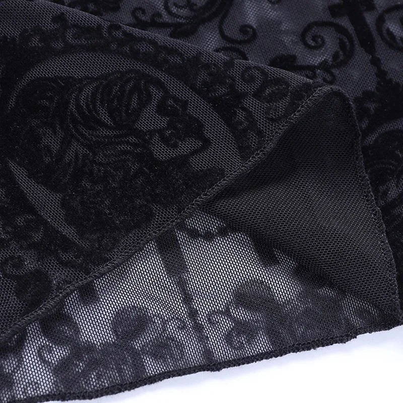 Altgoth Fairycore Grunge Gothic Hosen Frauen Punk sexy durch Spitze Patchwork Flare Hosen Streetwear Vintage Hosen weiblich sehen – Detail 3