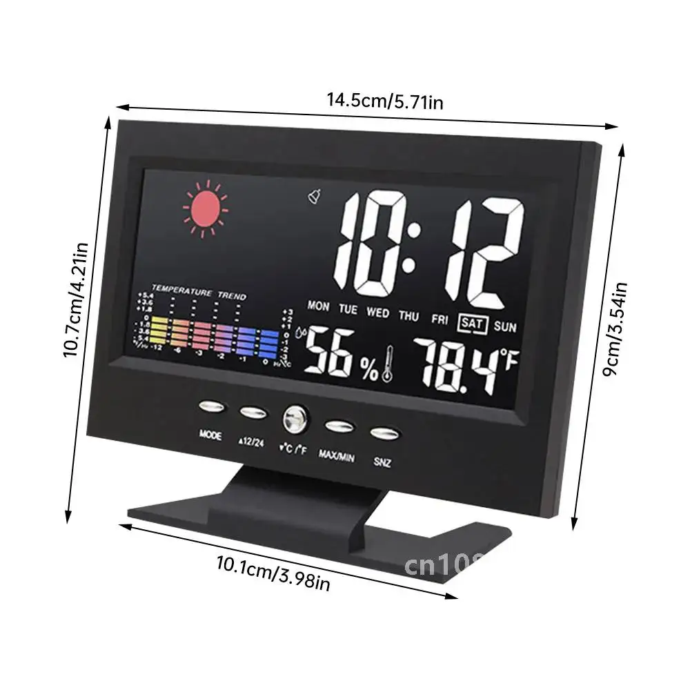 Multifunctional Weather Forecast Alarm Clock Indoor Outdoor color screen display temperature and humidity voice-activated clock