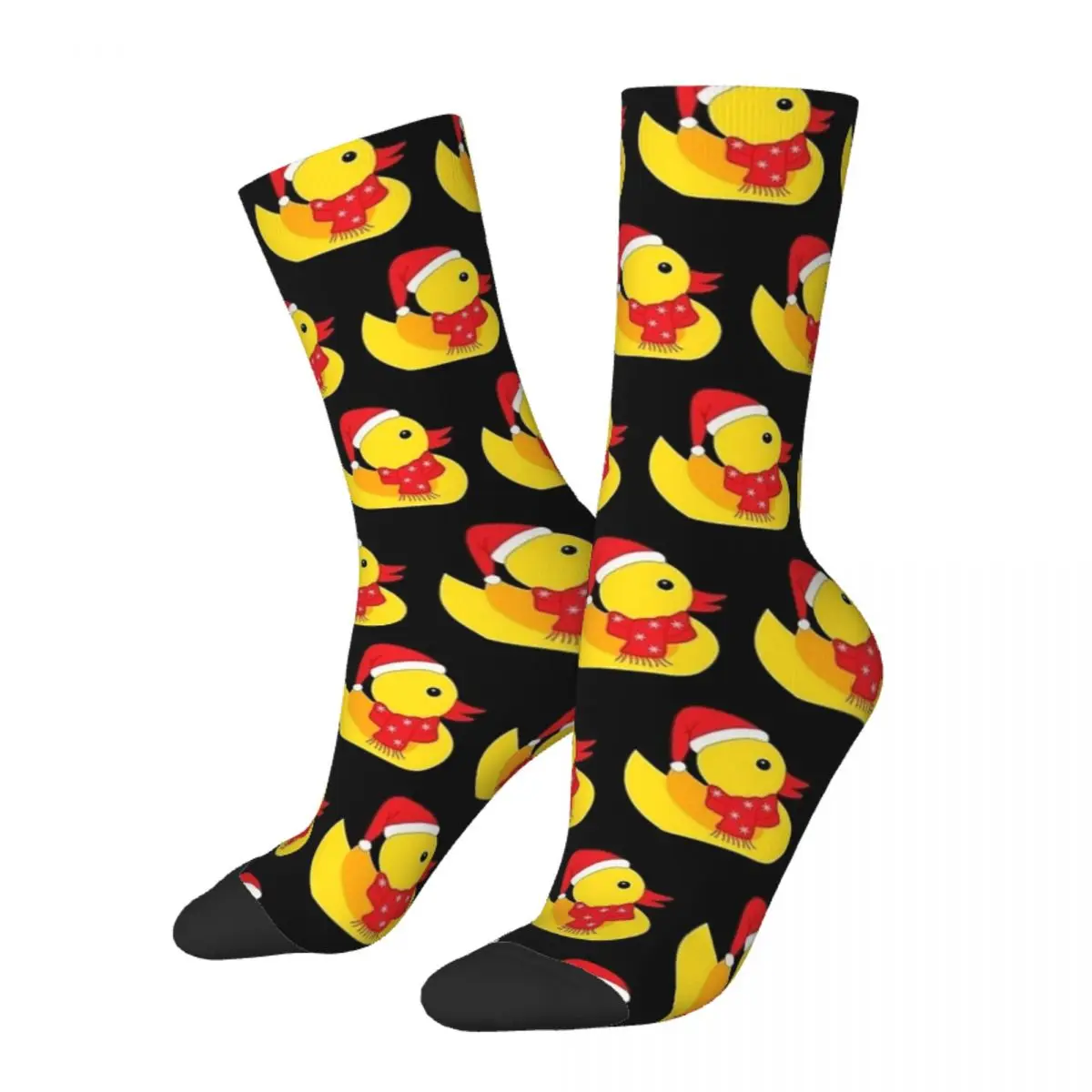 Christmas Holidays Rubber Ducks Pattern Socks Winter Cute Yellow Rubber Duck Stockings Women Men Socks Outdoor Anti Skid Socks