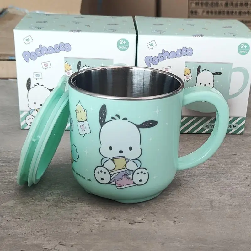 Sanrios Kuromi My Melody Hello Kitties ถ้วยน้ําสองชั้นปลอกที่ถอดออกได้ถ้วยน้ําดูดีของขวัญเทศกาล