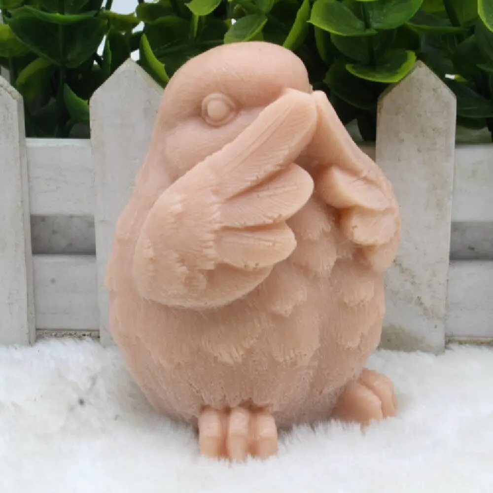 1pcs 3D Chicken Covers His Mouth (zx196) Food Grade Silicone Handmade Soap Mold Crafts DIY Mould