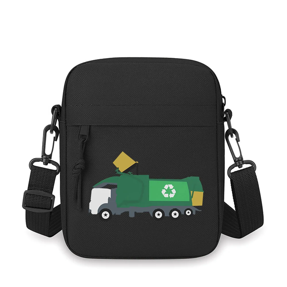

Recycle symbol on green truck Men Crossbody Bag Single Shoulder Women Cartoon Anime Film Printing Design Unisex