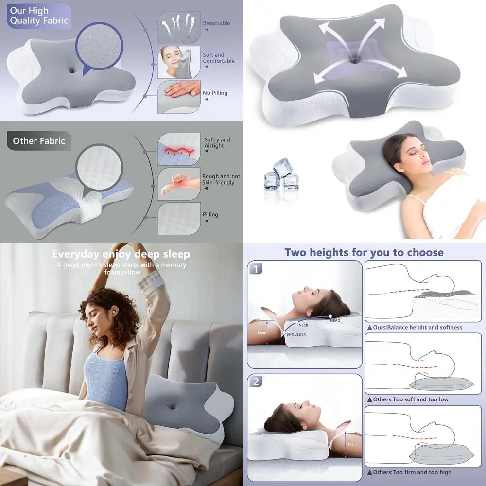 

Memory Foam Ergonomic Pillow for Side and Back Sleepers with Pillowcase