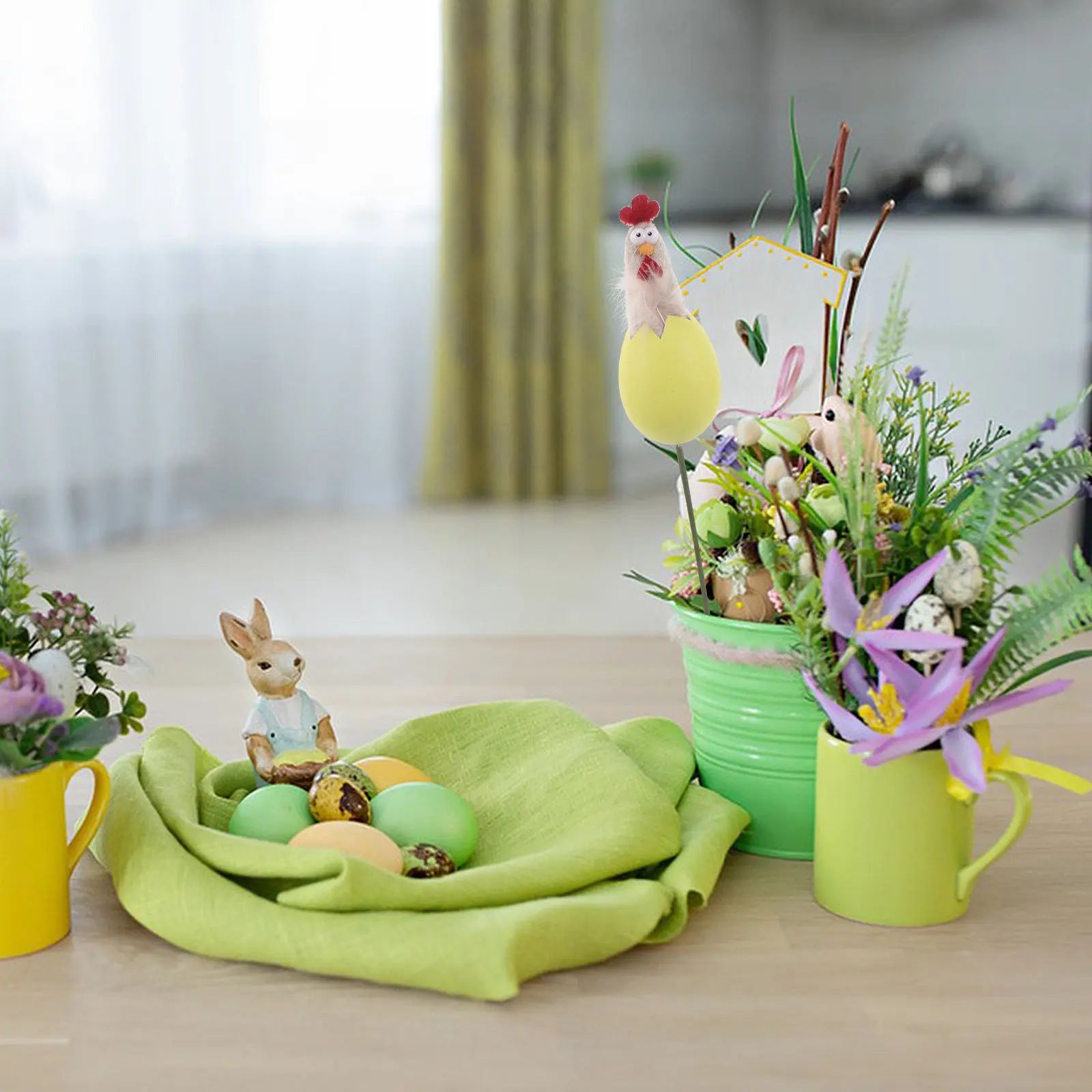Decoración de Pascua, Ramitas con Huevos y Pollitos, Ramas Artificiales para Árboles de Pascua, Suministros para Arreglos Florales, Ramo Festivo