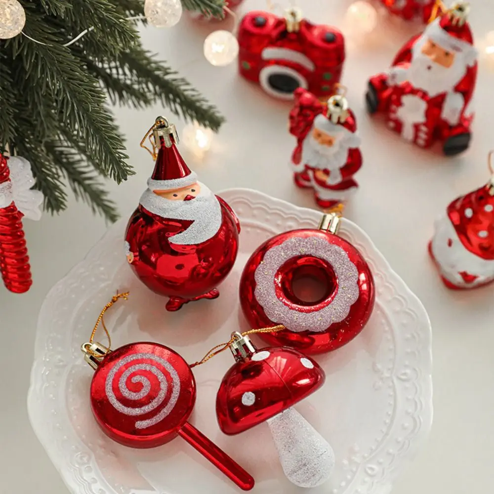 2PCS Red&white Christmas Hanging Decoration Plastic Santa Clause Xmas Ornament Ball Party Supplies Camera Owl Xmas Baubles