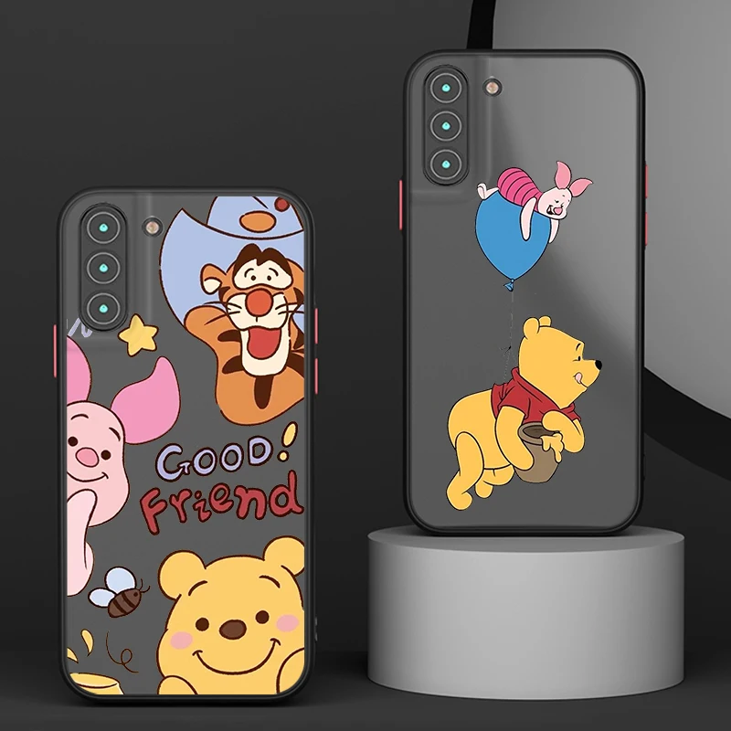 Funda translúcida de dibujos animados de Winnie The Pooh para Samsung S24, S23, S22, S21 Ultra, S20 FE, Note 20 Lite Plus