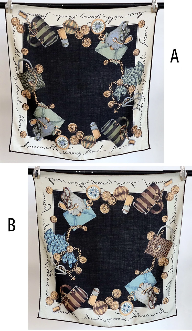

AB Sided Print Scarf 65CM Rolled Edge Shawls Winter Scarves Head Hair Scarfs Belt Bag Accessories Valentine's Day Gift
