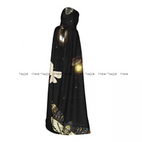 Death Head Moth Witch Cloak Hooded Cosplay Costume Halloween Adult Long Party Cape