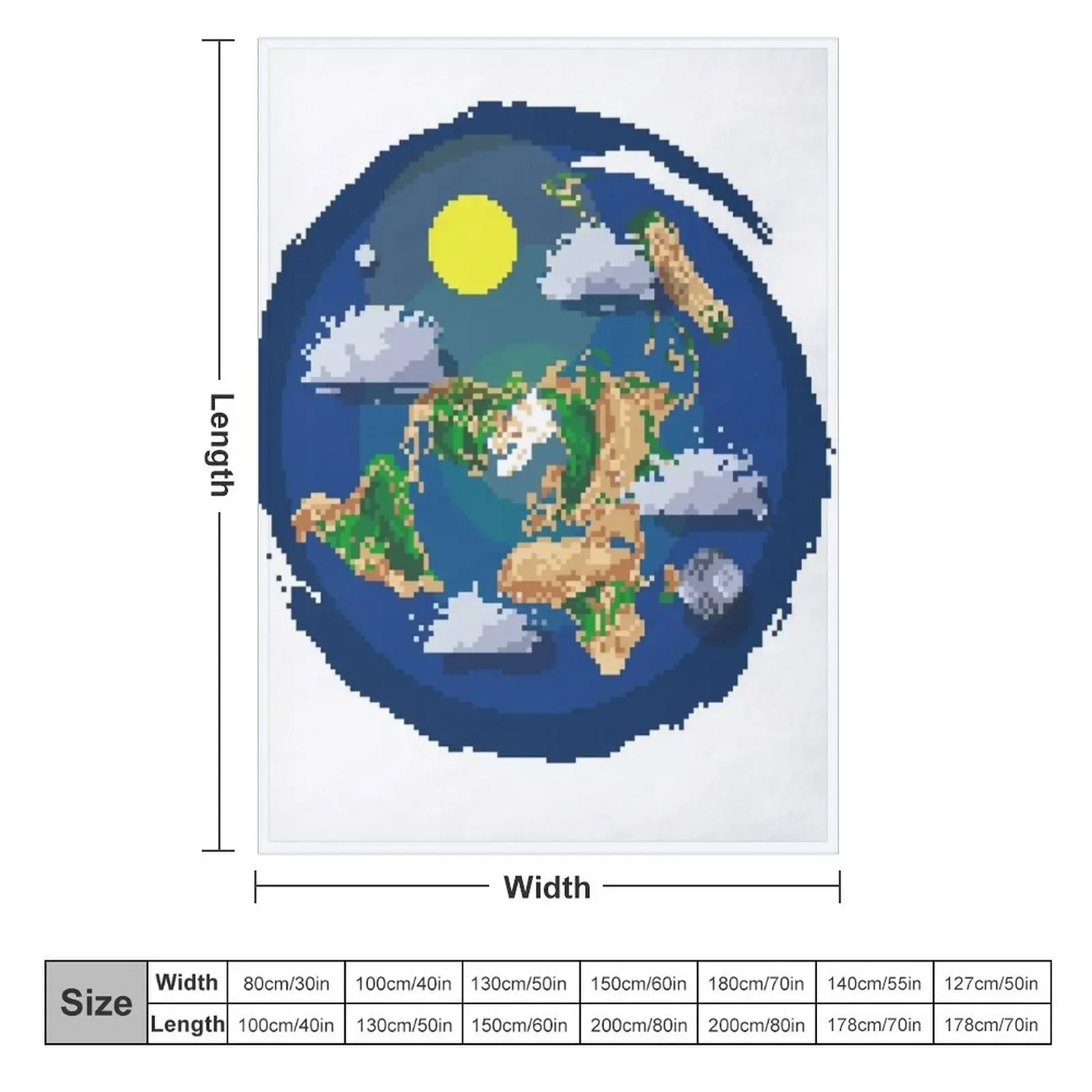 Flat Earth Map Pixel Art (clear backround) Throw Blanket Baby Stuffeds Soft Beds Blankets