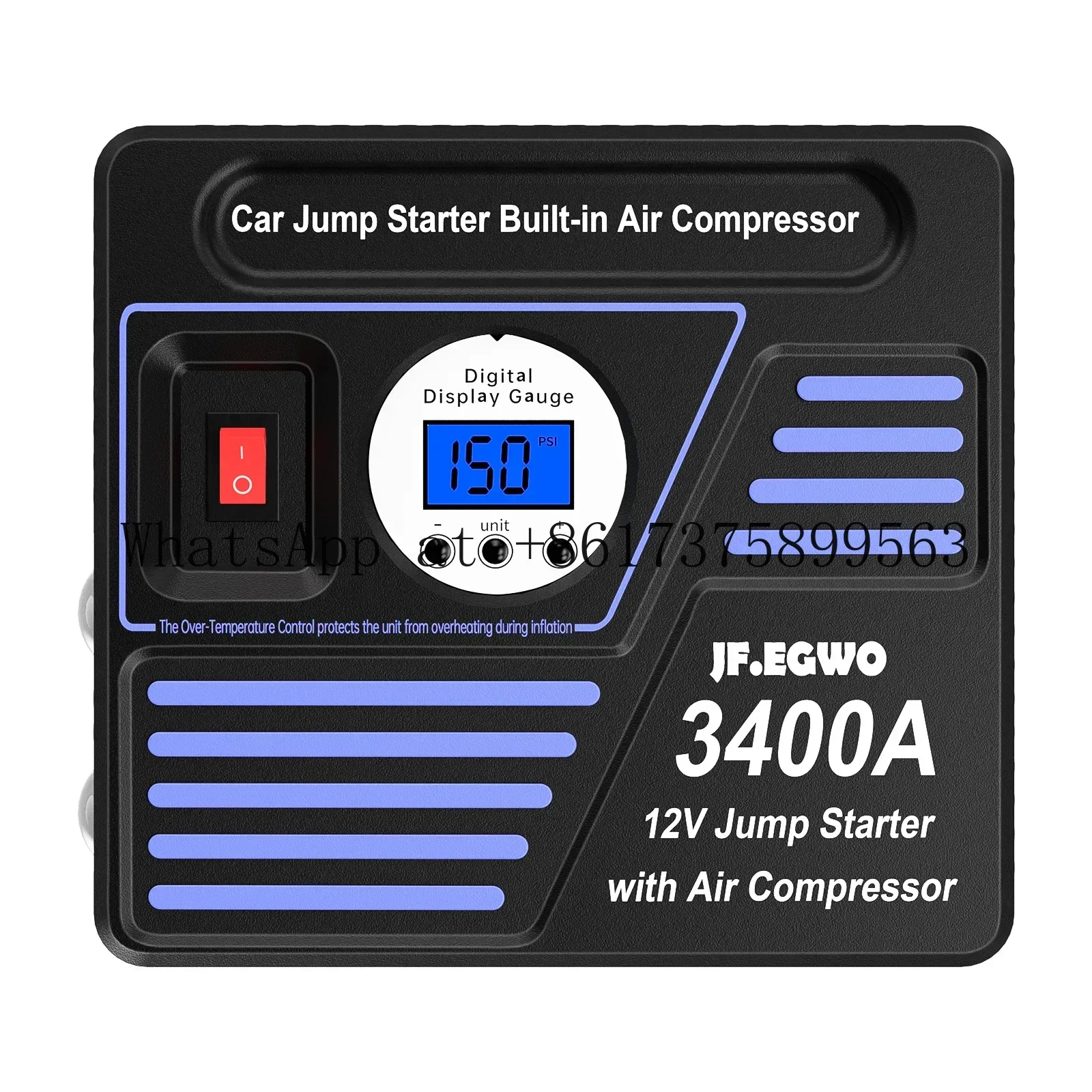 12 V 24000 m Ah 6-in-1 Por Car Jump Starter with Tire Inflator Compressor
