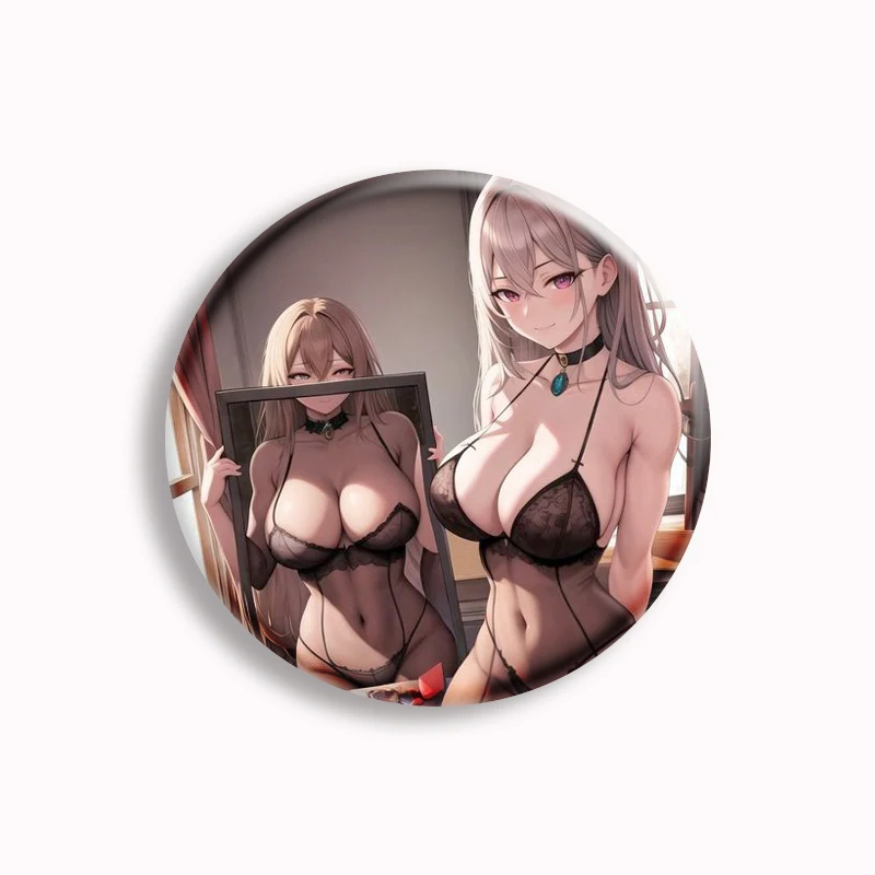 Pin de botón de chica mixta de Anime Sexy, colección de adultos, insignia de broche, accesorios de decoración de bolso, 58mm