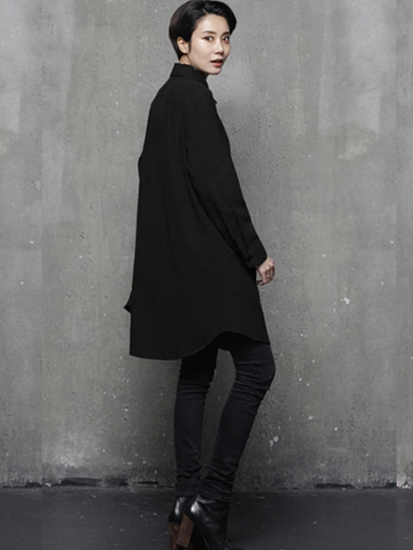 여성용 루즈 롱 스웨트 셔츠 가을 겨울 폴리에스터 원단 통기성 편안한 빈티지 스타일