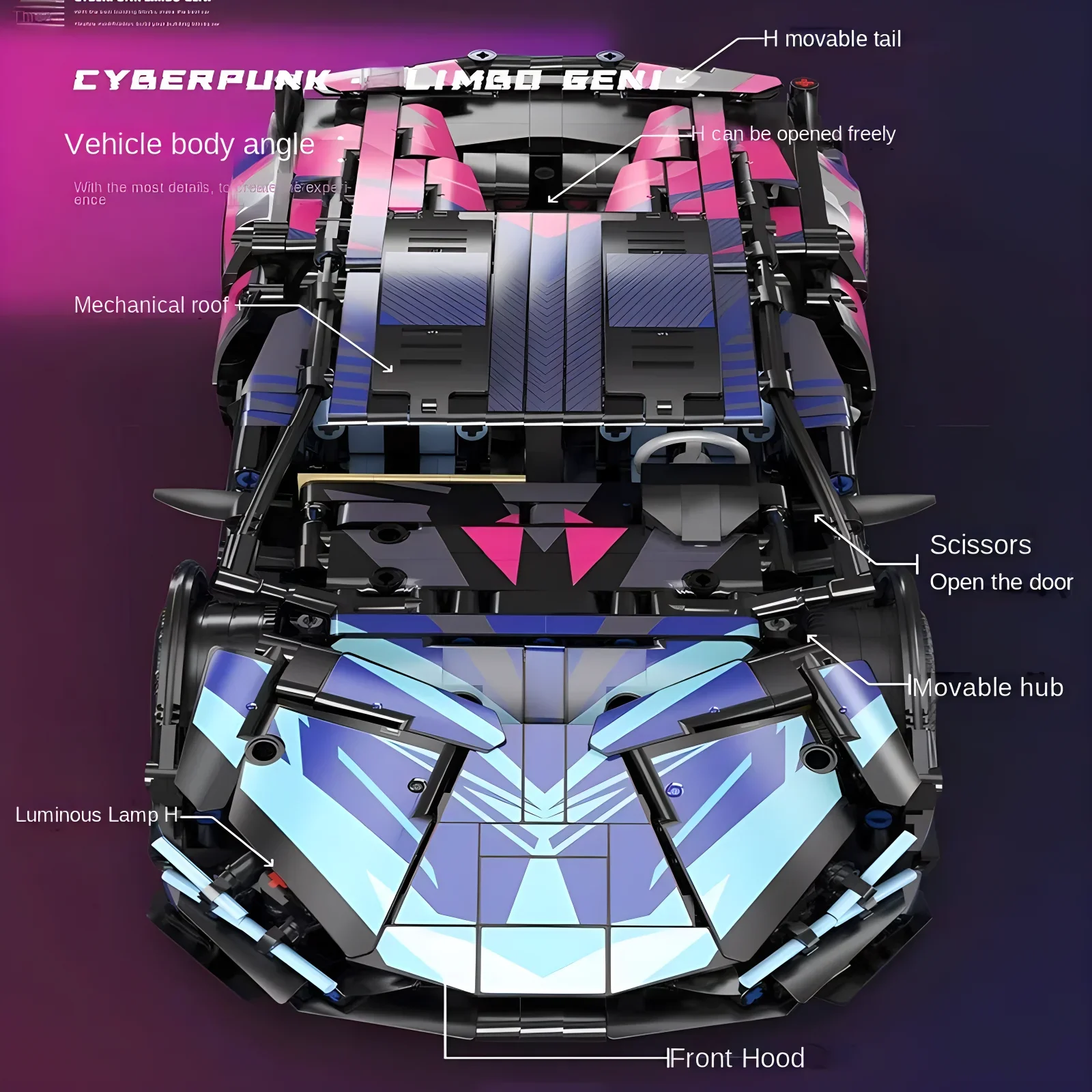 Technische Rennsportwagen Modellbausteine Technik Erwachsene 1:14 DIY Supercar Ziegel Puzzle Spielzeug Kind Erwachsene Geschenk (1314 + Granulat)
