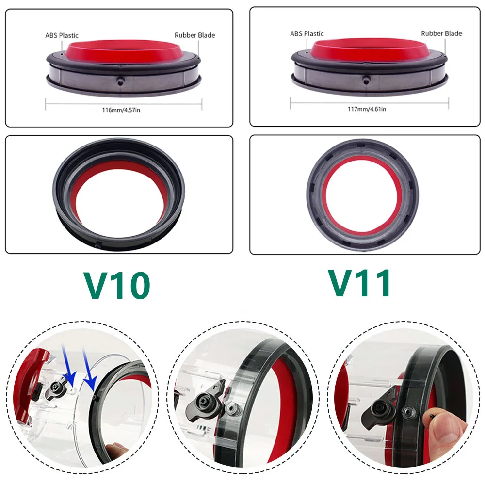 Guarnizioni compatibili con Dyson V11 SV14 SV15 V10 SV12 V12 SV20 cestino della polvere anello di tenuta fisso superiore attacco benna della polvere