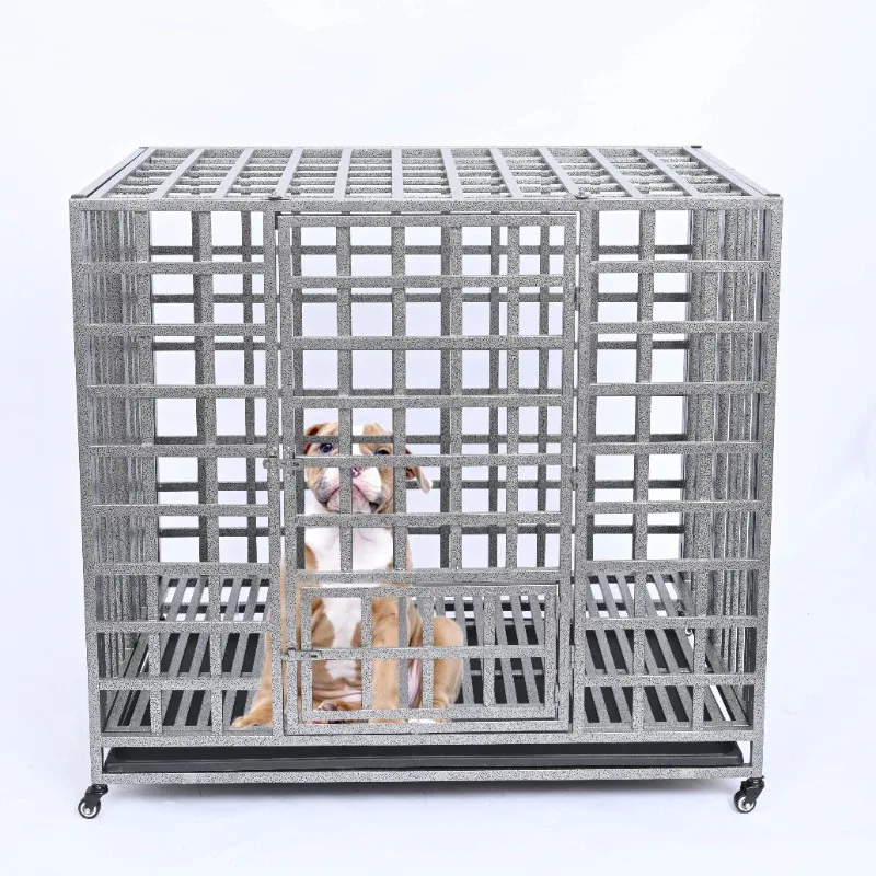 

High Quality Pets Dog House Heavy Duty Dog Cages Kennels Three Door Factory Large Full Metal Silver Fold Metal Tube Dog Kennel